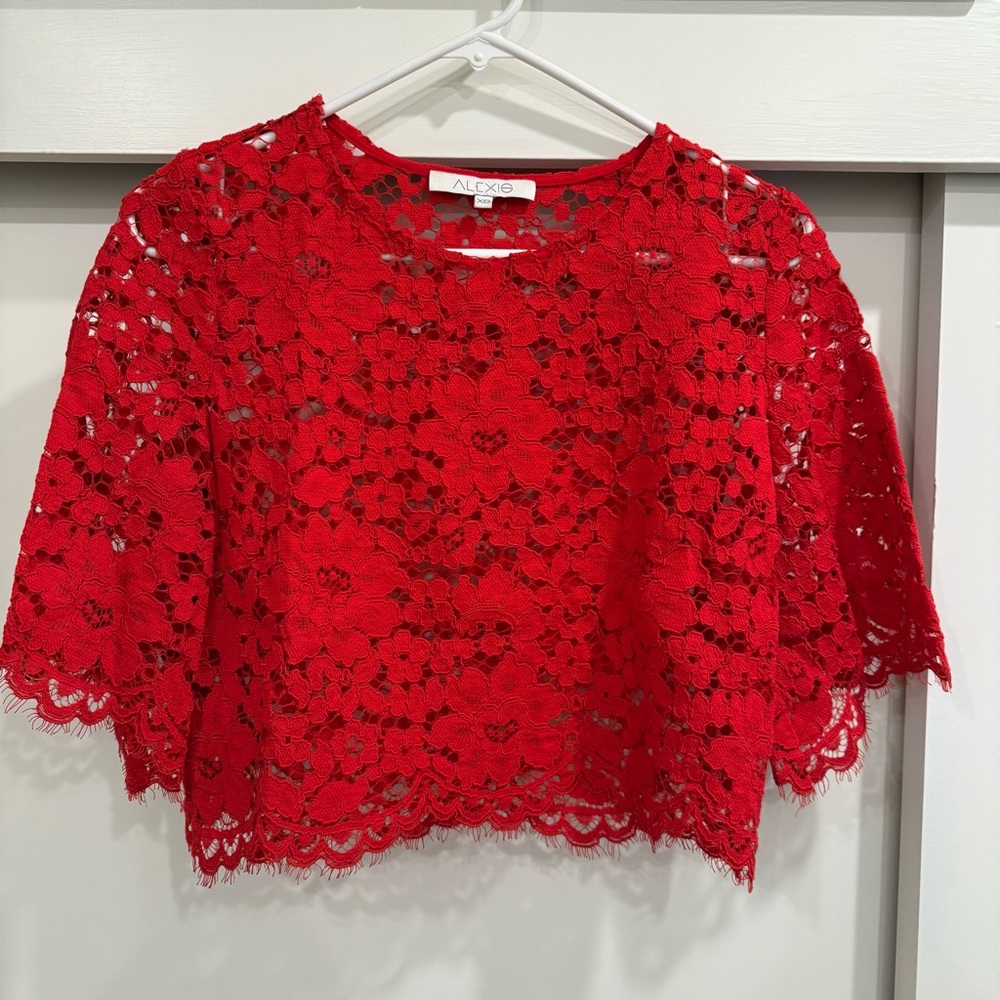 Alexis Red Lace Crop Top